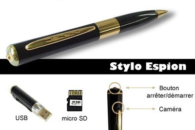 Stylo espion caméra intégrée, vidéo HD, carte SD 2Go à 29,90 € au lieu de 99 €
