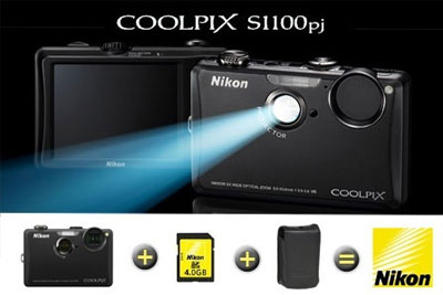 Appareil photo Nikon Coolpix S1100pj avec projecteur intégré à 139 € au lieu de 389 €