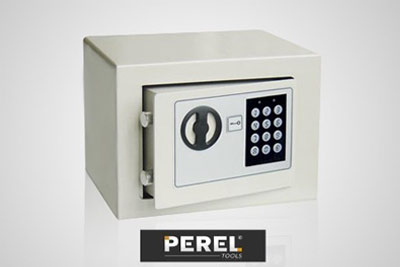 Coffre-fort électronique en acier Perel et sa clé de secours à 39,90 € au lieu de 79,90 €