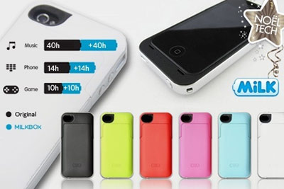 Chargeur coque iPhone 4 MilkBox, 6 coloris pour 39 € au lieu de 89 €