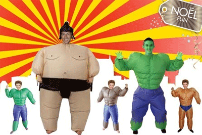 Costume gonflable Mr Muscle, Hulk ou Sumo à 29,90 € au lieu de 69 €