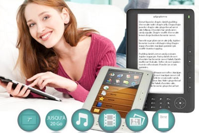 E-book 7 pouces de 4Go, lecteur vidéo et audio intégré, à 59 € au lieu de 129 €