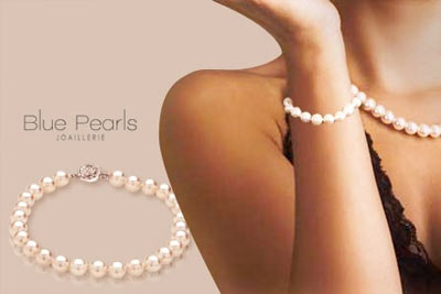 Bracelet et collier en perles de culture Blue Pearls à 65 € au lieu de 270 €