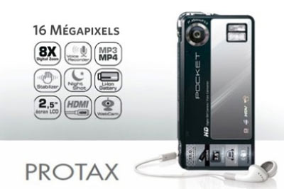 Caméscope Protax HD Pocket 8 en 1 à 59,90 € au lieu de 149,90 €