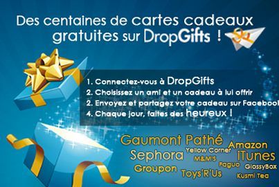 Avec DropGifts, offrez des cartes cadeaux gratuitement à tous vos amis via Facebook !