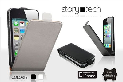 Housse en cuir Story Tech (coloris blanc ou noir) pour iPhone à 14,99 € au lieu de 39 €