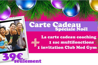 Carte cadeau Noël spécial coaching sport + 1 invitation au club Med Gym à 39 €