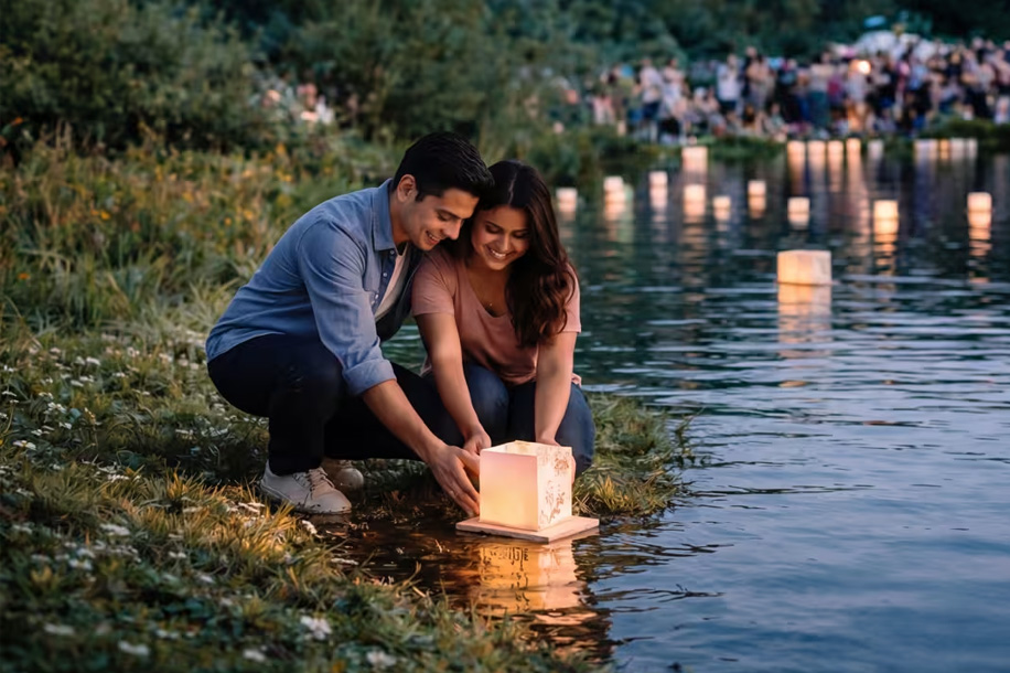 Des milliers de lanternes sur le lac Daumesnil à Paris