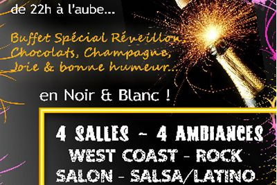 Soirée du Nouvel An 2011 : Champagne à volonté, Buffet Sucré/Salé, 4 ambiances (salsa/ latino, rock, west coast et généraliste) pour 30 € 
