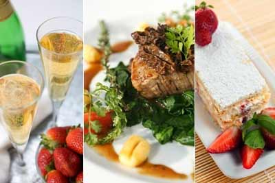 Dîner à 2 avec entrée, plat, dessert, champagne et vin pour 69 € au lieu de 156 €