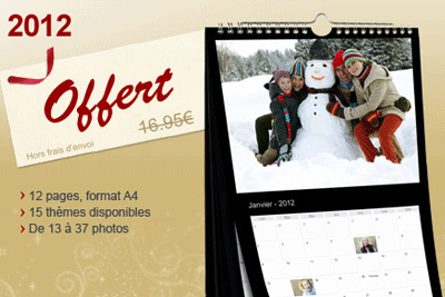 Calendrier 2012 gratuit sur Photobox (hors frais de port de 4,90 €)