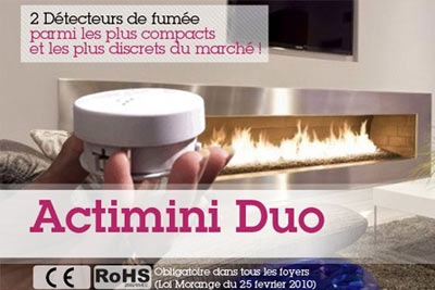 2 détecteurs de fumée design et compact Actimini à 19,90 € au lieu de 39,90 €