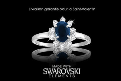 Bague en argent sertie d’un saphir Swarovski Elements pour 39 € au lieu de 139 €