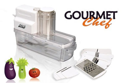 Mandoline électrique Gourmet Chef 4 en 1 et ses accessoires à 29,90 € au  lieu