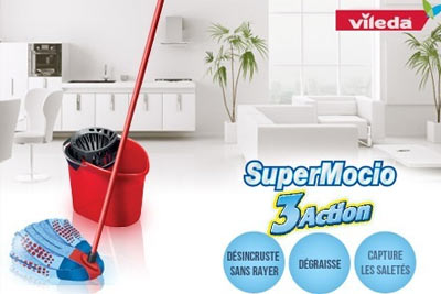 Balai Vileda Super Mocio triple action et son seau essoreur à 13,99 € au lieu de 24,99 €