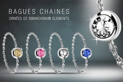 Bague chaîne Eternity sertie d'un cristal à 19,90 € au lieu de 79 €