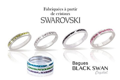 Bague BLACK SWAN avec cristaux Swarovski à 9,90 € au lieu de 49 €