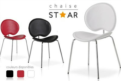 2 Chaises Star en simili cuir, 3 coloris au choix à 29,90 € au lieu de 179 €