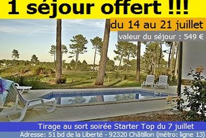 1 semaine de vacances offerte du 14 au 21 juillet 2012