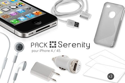 Pack d'accessoires Serenity 9 en 1 pour iPhone 4 ou 4S à 19,90 € au lieu de 57 €