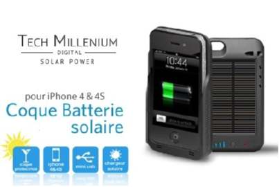 Coque solaire Tech Millenium batterie intégrée pour iPhone 4/4S à 29,90 € au lieu de 89 € 