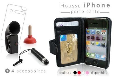 Housse porte cartes en simili cuir avec 4 accessoires pour Iphone dès 14,99 € au lieu de 69,90 € 