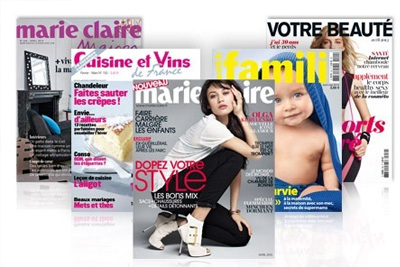 5 magazines féminins, dont Marie Claire, Votre Beauté, Famili ou Cuisine et Vins de France : 1 an d’abonnement à votre magazine féminin préféré dès 7 € (FDP inclus)