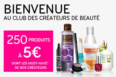 250 produits de beauté à 5 € + frais de port offerts dès 35 € d'achat