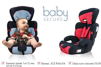 Siège auto évolutif Baby Secure pour 49,90 € au lieu de 119,90 €