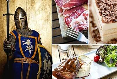 Repas médiéval avec entrée, plat et dessert pour 2 à 29,99 € aux Ecuries du Roy