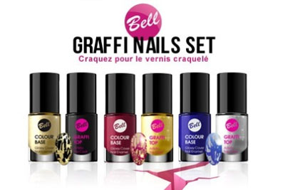 6 vernis craquelés Graffi Nails Set de Bell à 29,99 € au lieu de 76,08 €