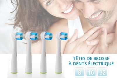  Têtes de brosse à dents électrique, compatibles Oral-B à 4,90 € (lot de 8)
