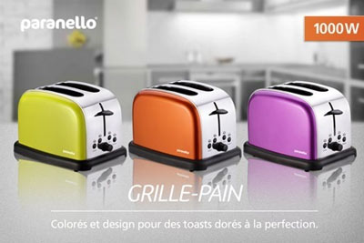 Toaster grille-pain design Paranello, 3 coloris au choix, à 24,90 € au lieu de 59 €