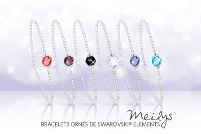 Bracelet Meilys en argent orné d’un cristal Swarovski Elements à 12,90 €