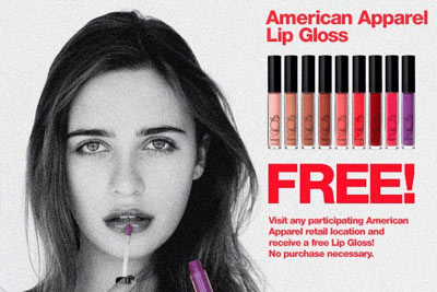 Gloss gratuit au choix dans les boutiques American Apparel