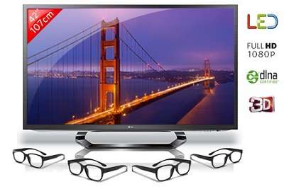 Home cinéma Tv 3D LG Full HD à 569 € au lieu de 899 € 