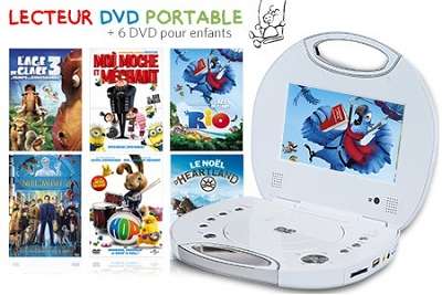 Lecteur DVD portable et 6 DVD pour enfants à 69,99 € 