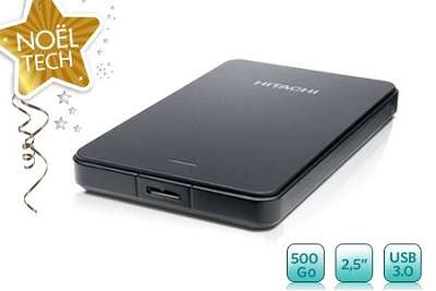 Espace de stockage Hitachi de 500 go avec un disque dur externe de 2,5 pouces à 62,90 € au lieu de 89,90 € 