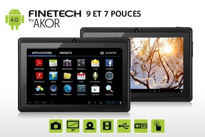 Tablette tactile Finetech by Akor Android 4.0 à 119,49 € au lieu de 259 €