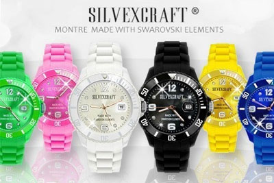 Montre sport Silvexcraft ornée de 8 cristaux Swarovski à 19,99 € au lieu de 94,80 €