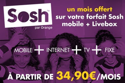 1 mois offert sur les forfaits Sosh : offre mobile  avec Orange 