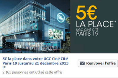 Place de cinéma à 5 € dans le nouvel UGC Paris 19