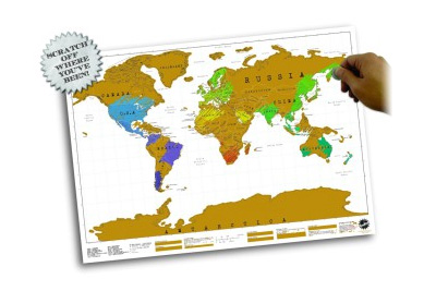 Idée cadeau spéciale grands voyageurs, un poster carte du monde à gratter à 17,90 €