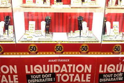 Bijouterie en liquidation pour travaux, des bijoux pas chers 